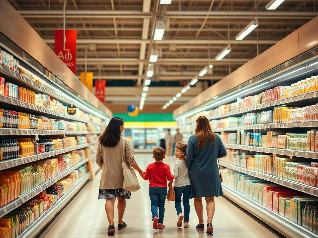 Family shopping in a Lulu hypermarket aisle